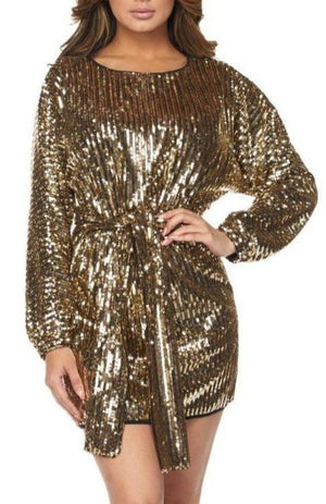 Solid Gold Sequin Dress